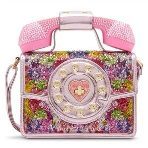 Betsey Johnson Pink and Multicolor Kaleidoscope Bling Phone Handbag